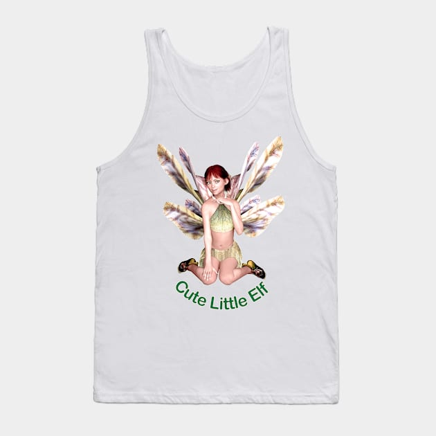 Cute little elf fairy faerie girl butterfly wings happy Tank Top by Fantasyart123